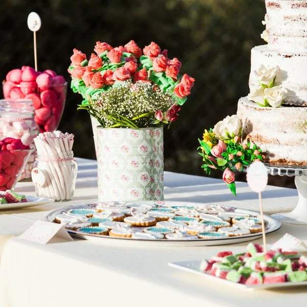 Sweet table decor. Wedding detail.